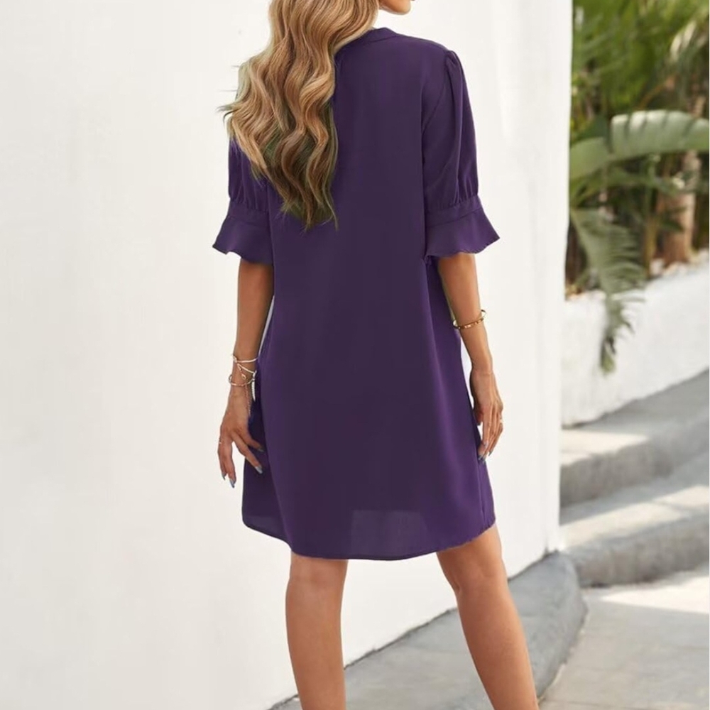 Elegant Purple Women's Dress - Picture 6 of 7